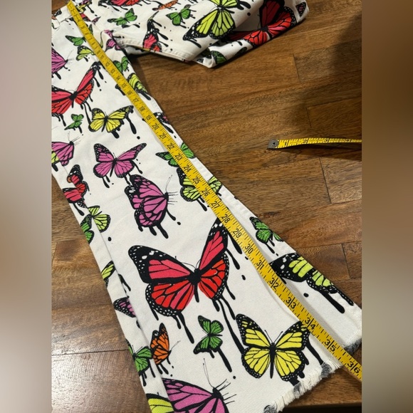 JADED London BUTTERFLY print kick flare PANTS/jeans sz W25 - Picture 6 of 7